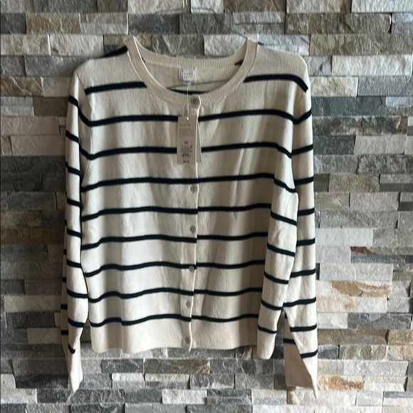 a new day Sweaters - Striped Black and White Women's Sweater